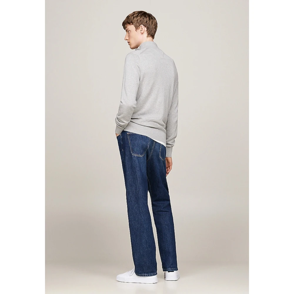 Tommy Hilfiger Hoge hals Rits Trui in Licht Grijs Heather Gray Heren