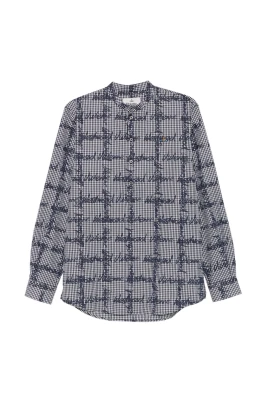Gingham Check Logo Print Skjorta