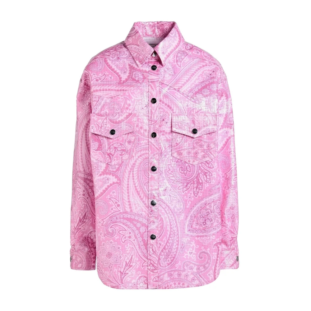 ETRO Gedrukt Nylon Overhemd met Lange Mouwen Pink Dames