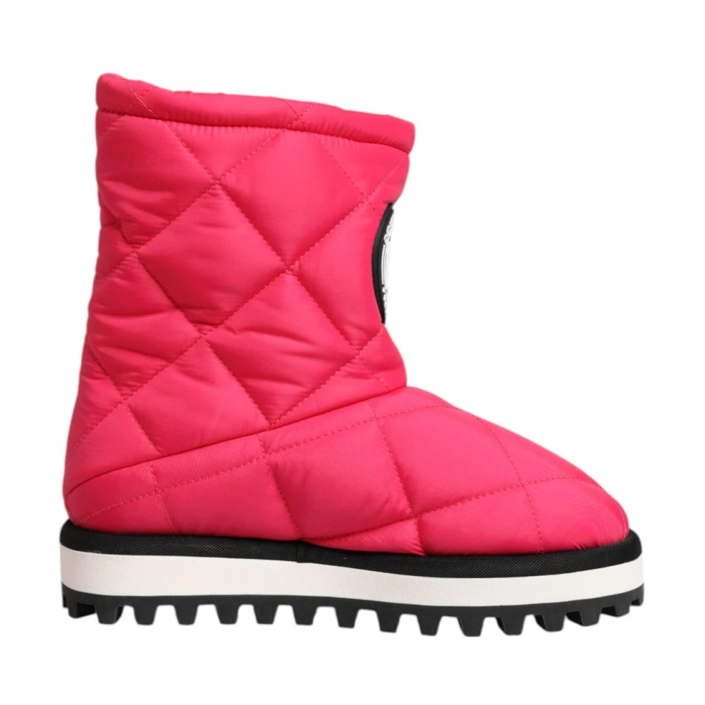 Dolce & Gabbana Women's Pink Winter Boots, 2 Uk, & White Padded Mid-Calf Boots
