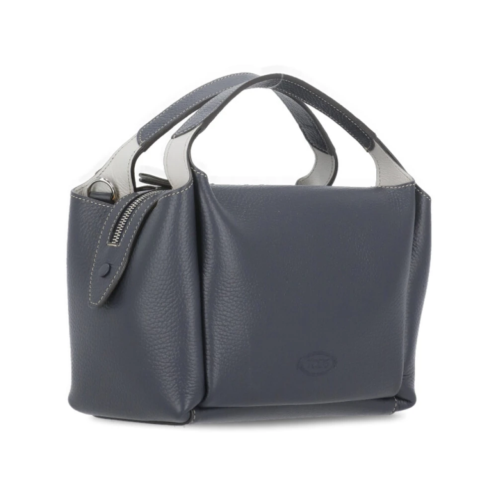 TOD'S Blauwe Pebble Leren Handtas met Afneembare Banden Blue Dames