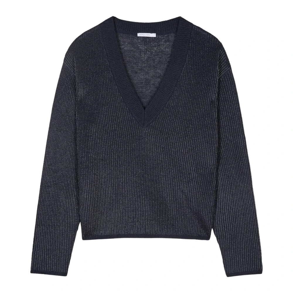 Patrizia Pepe Donna Blu - Maglione Scollo A V Lurex - Knitwear - M