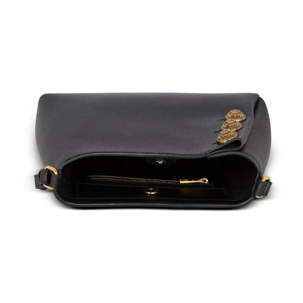 Balmain Emblème Schoudertas van generfd kalfsleer Black Dames