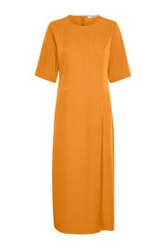 Flame Orange Midi Tageskleid