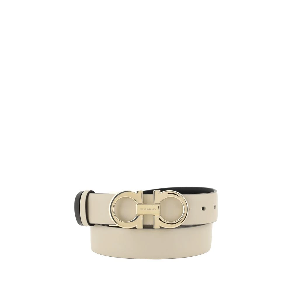 Salvatore Ferragamo Omkeerbare Leren Riem met Gancini Gesp Beige Dames
