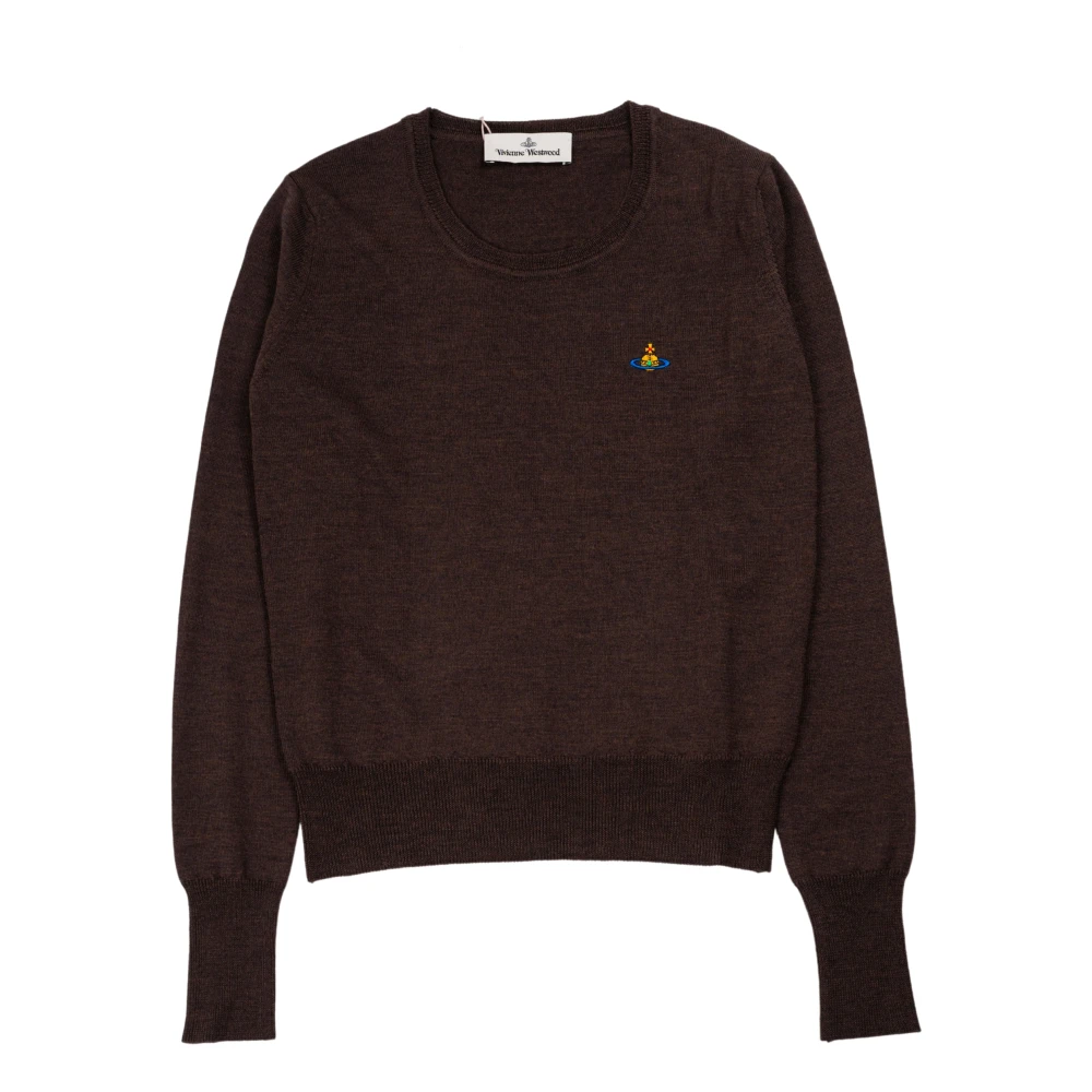 Vivienne Westwood Geborduurde Orb Wollen Trui Brown Dames