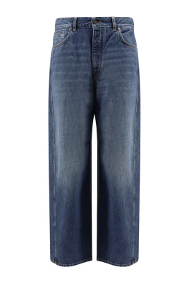Blå Jeans Metallknappstängning Italien