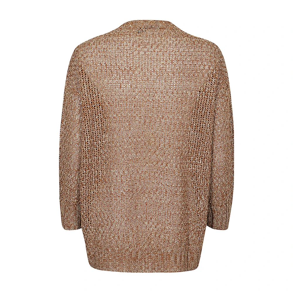 Max Mara Weekend Bruine Linnen V-Hals Trui Multicolor Dames