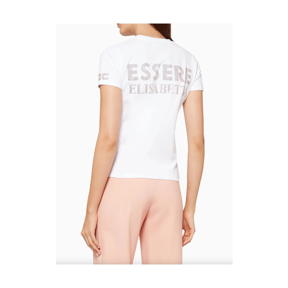 Elisabetta Franchi Witte Katoenen T-shirt met Brand Design White Dames