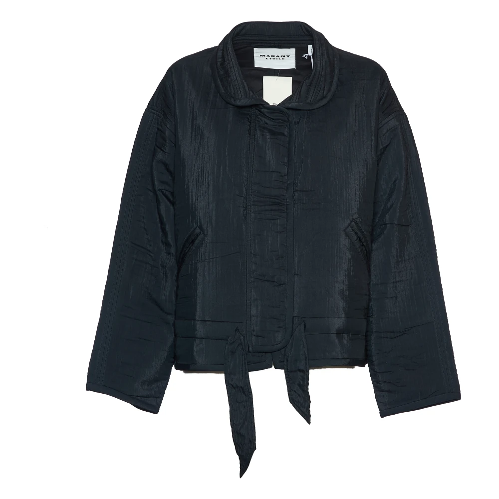 Isabel marant Zwarte Gewatteerde Jas met Ronde Kraag Black Dames
