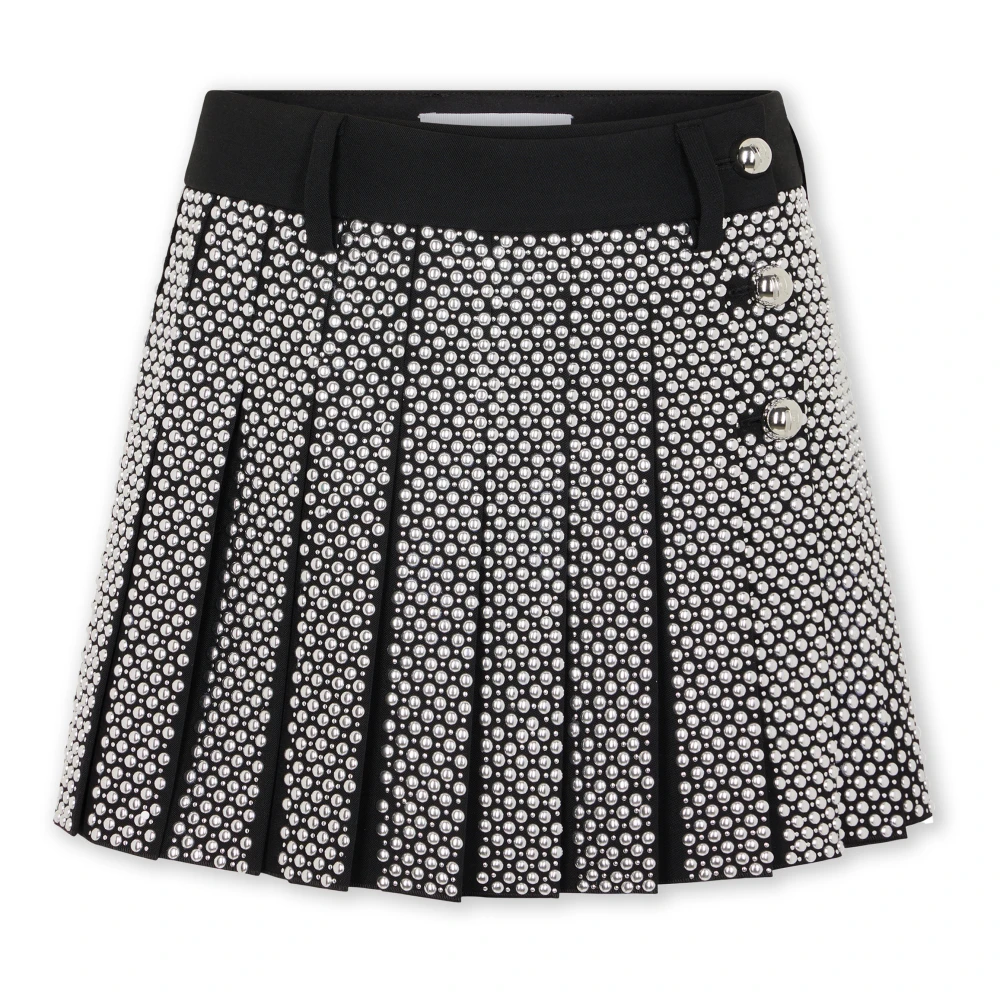 Rabanne Femme Noir Jupes, Taille: 36 Fr Mini-Jupe Plissée Avec Broderie