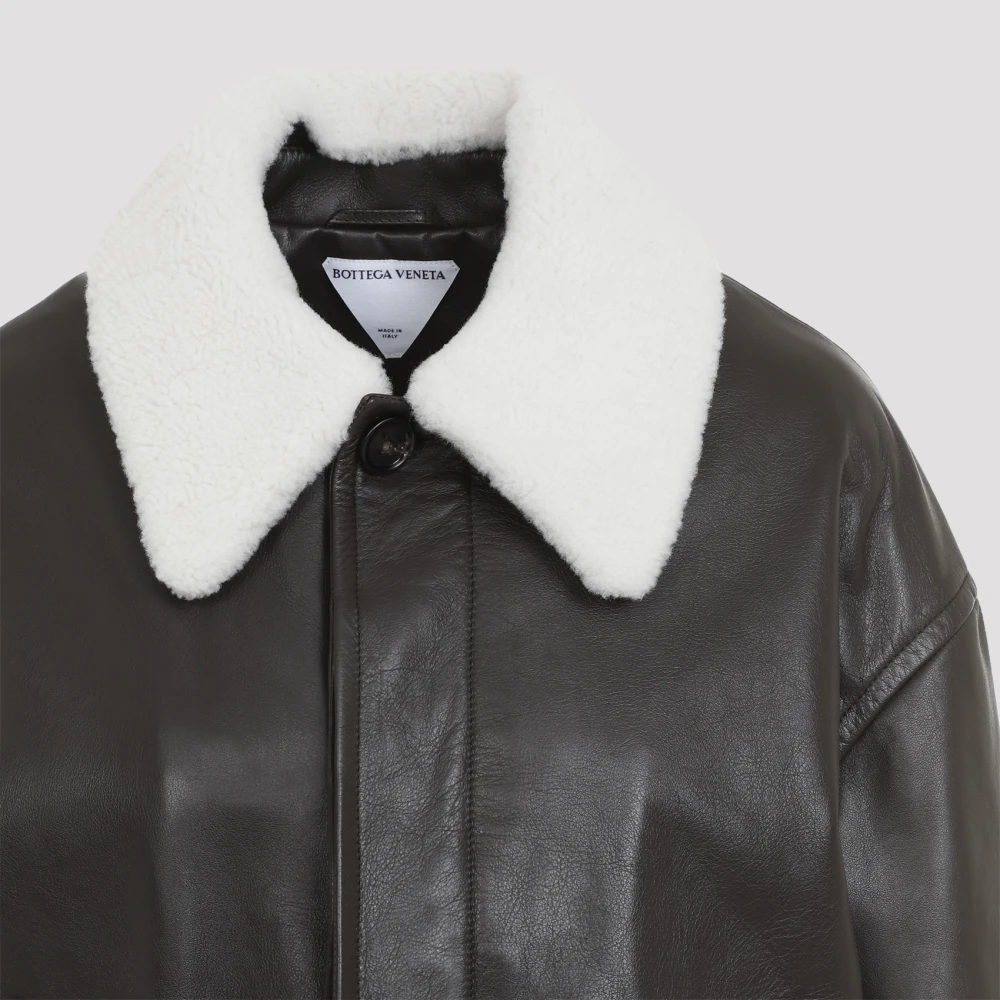 Bottega Veneta Luxe Bruin Leren Bomberjack Brown Dames