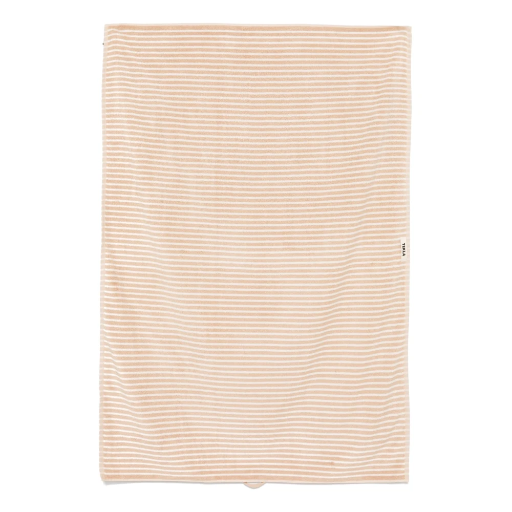 Tekla Gestreept badlaken in ivoor Beige Unisex