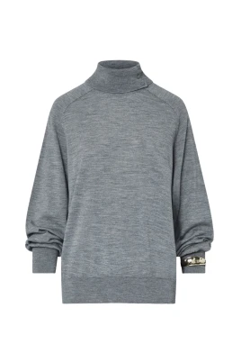 Turtlenecktröja med knappkrage