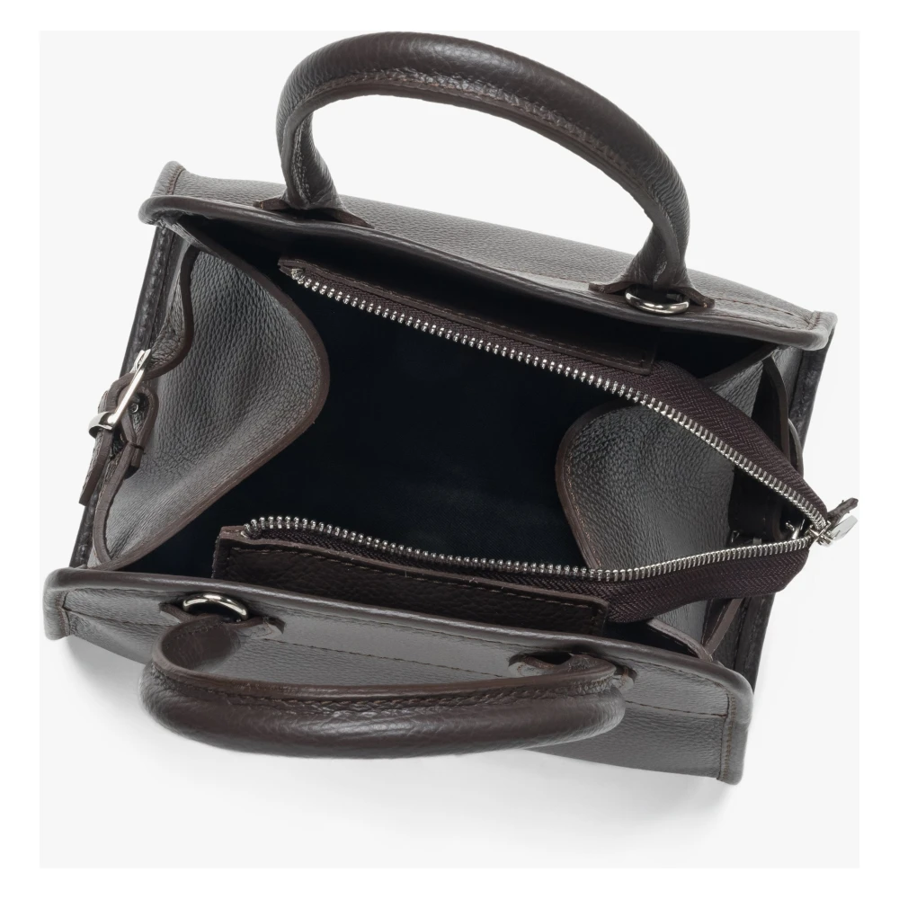 Estro Donkerbruine Satchel Handtas voor Dames gemaakt van Premium Italiaans Echt Leer Brown Dames