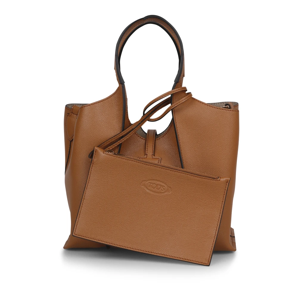 TOD'S Timeless logo-plaque tote tas Brown Dames