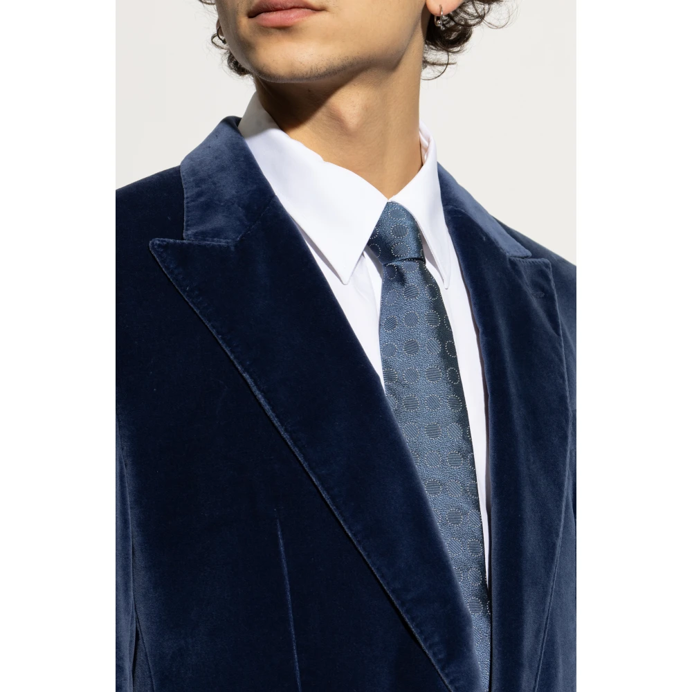 Dolce & Gabbana Zijden stropdas met stippenpatroon Blue Heren