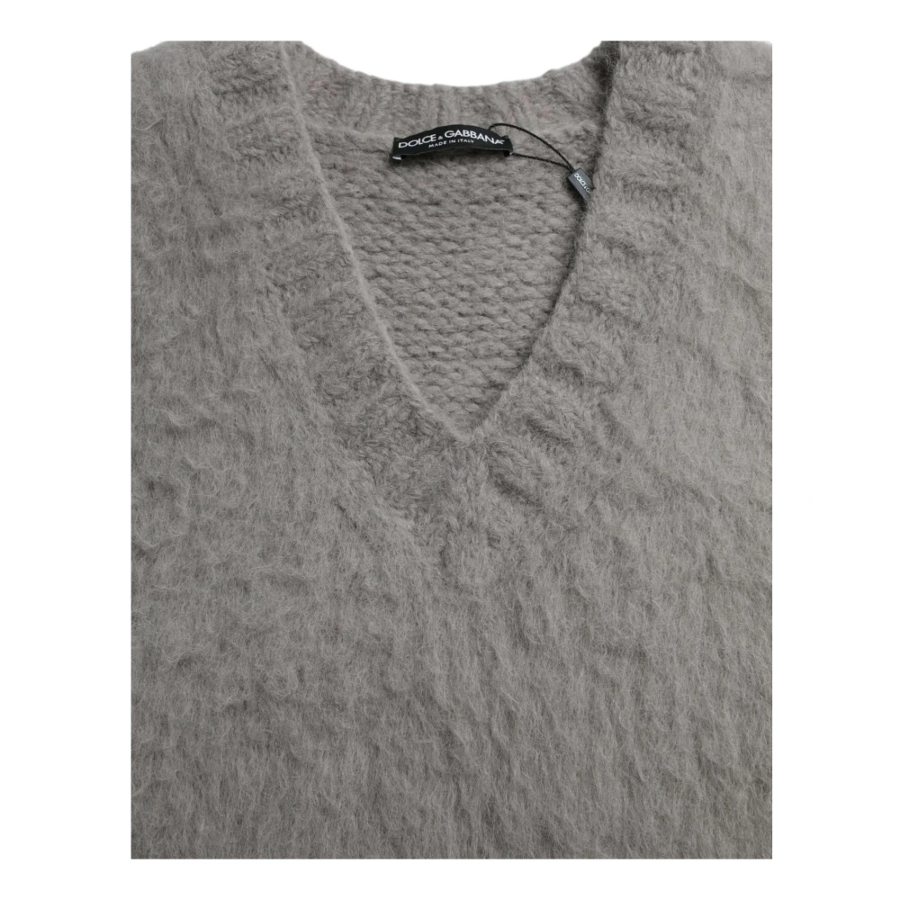 Dolce & Gabbana V-neck Knitwear Gray Heren