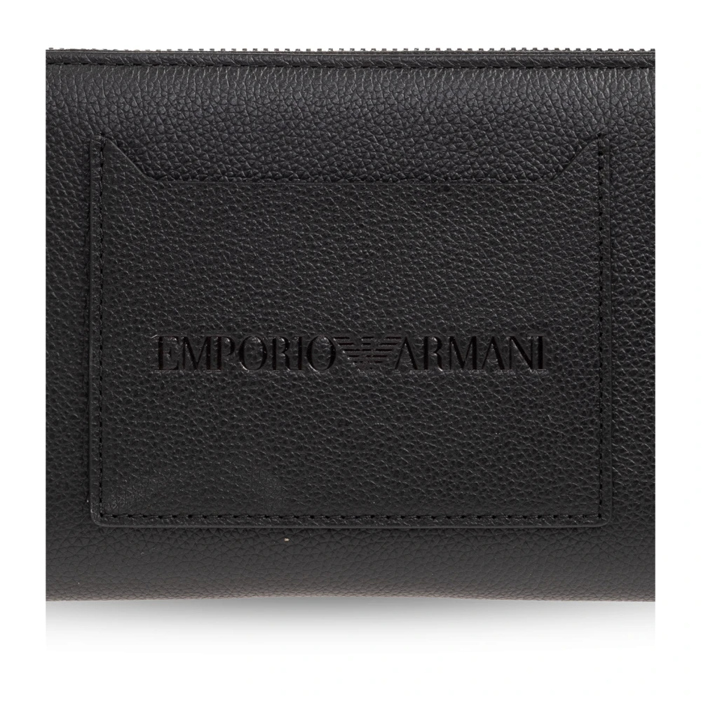 Emporio Armani Leren portemonnee met logo Black Heren