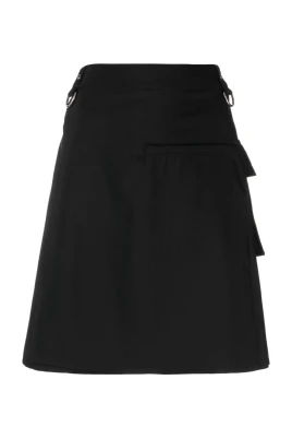Asymmetrisk Mini Kjol med Omlott och D-ringsdetalj