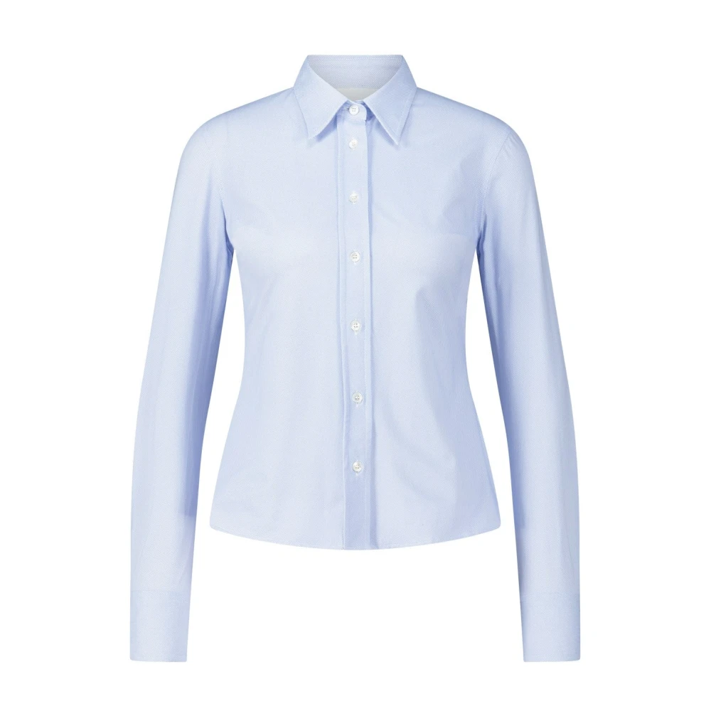Caliban Moderne overhemd met subtiel patroon Blue Dames