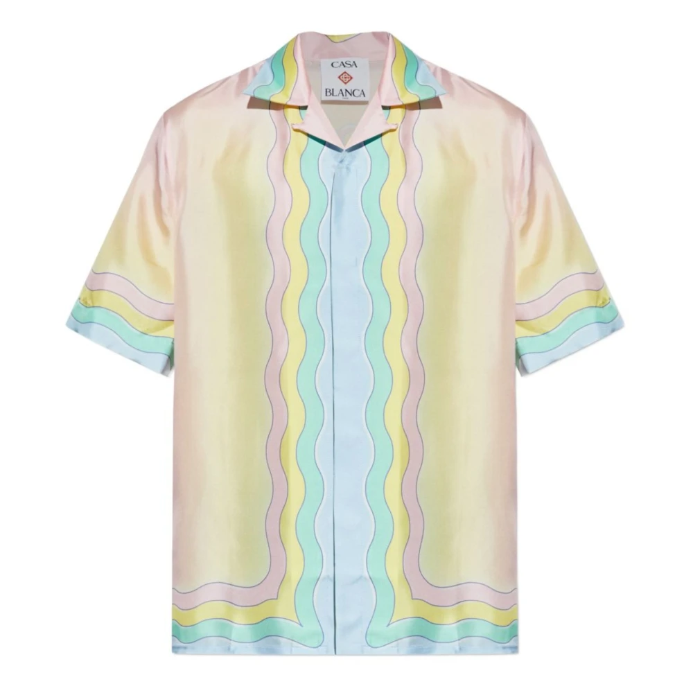 Casablanca Men's Multicolor Shirt With All-Over Monogram - Short Sleeve Shirts - M - Shirts