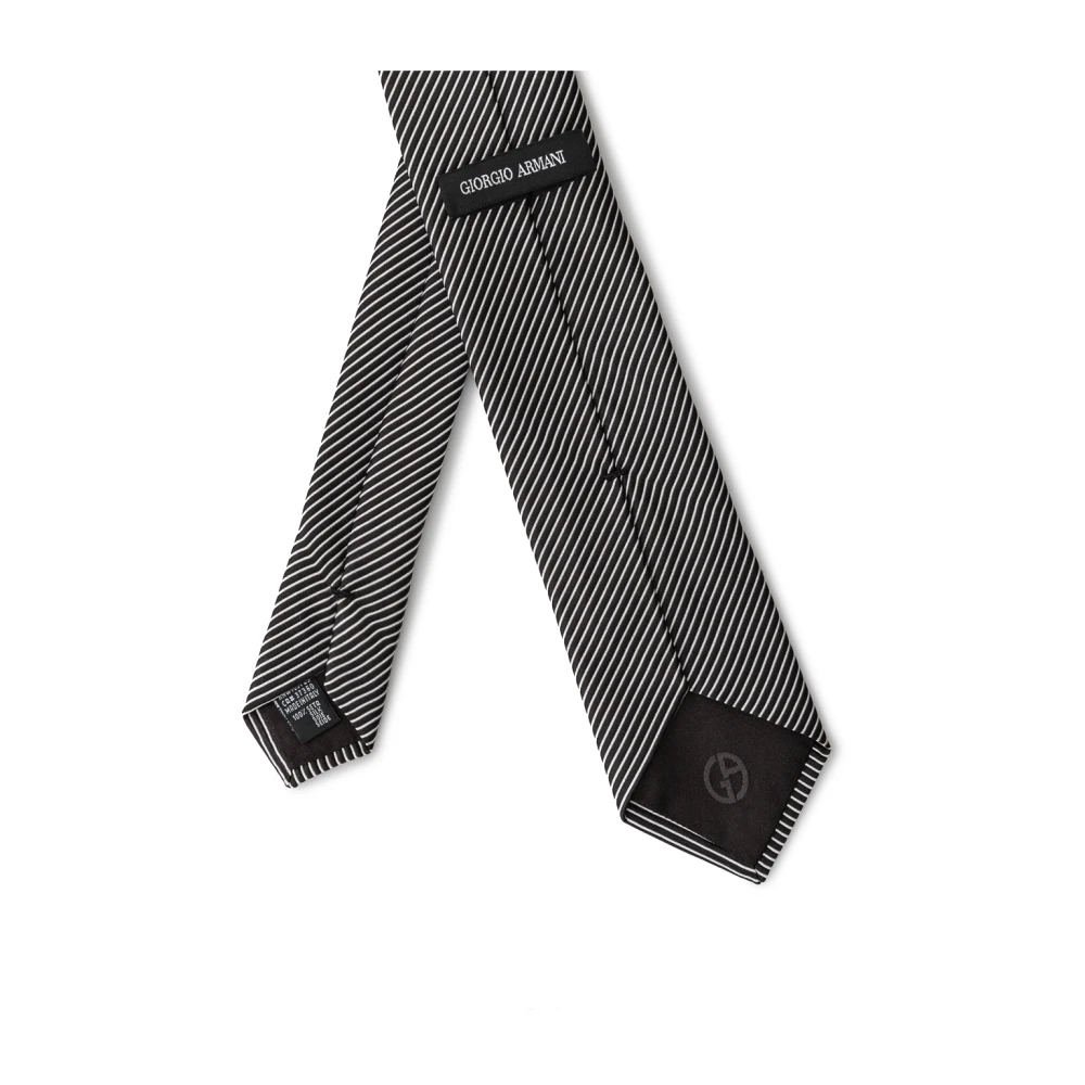 Giorgio Armani Zwarte zijden stropdas Black Heren