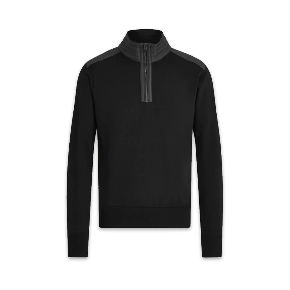 Belstaff Merino Black Quarter Zip Jumper Black Heren
