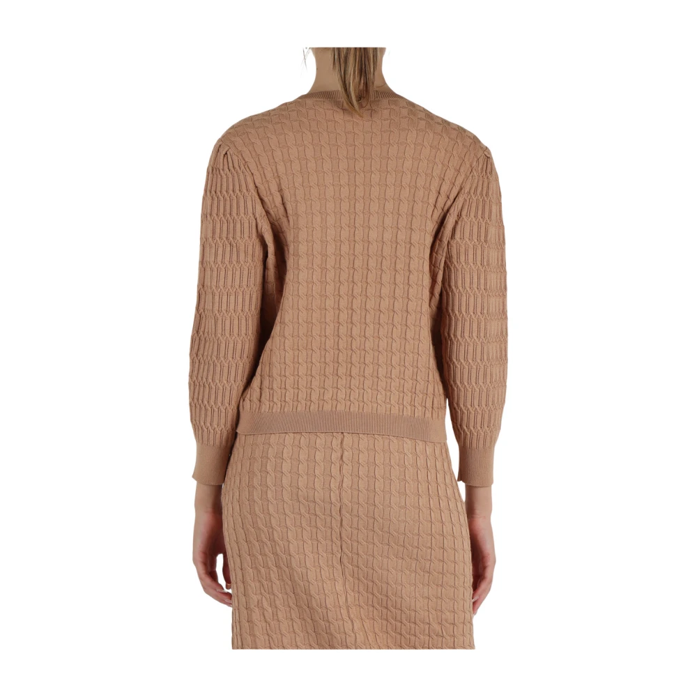 Twinset Gevlochten Viscose Trui Brown Dames