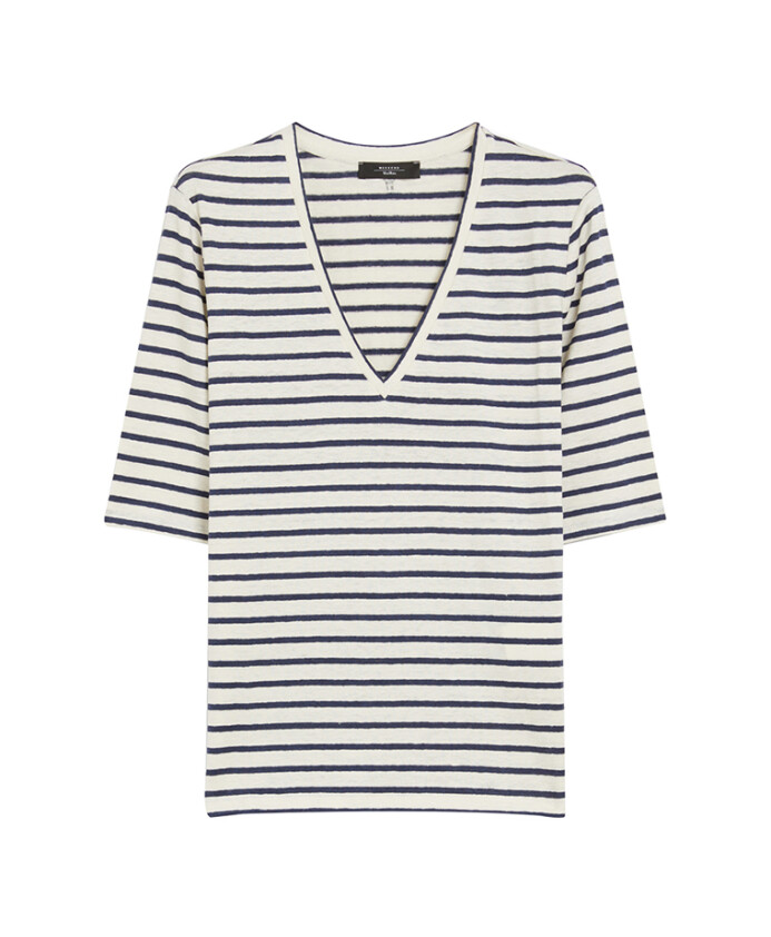t-shirt-beige-en-lin-stretch-a-col-v
