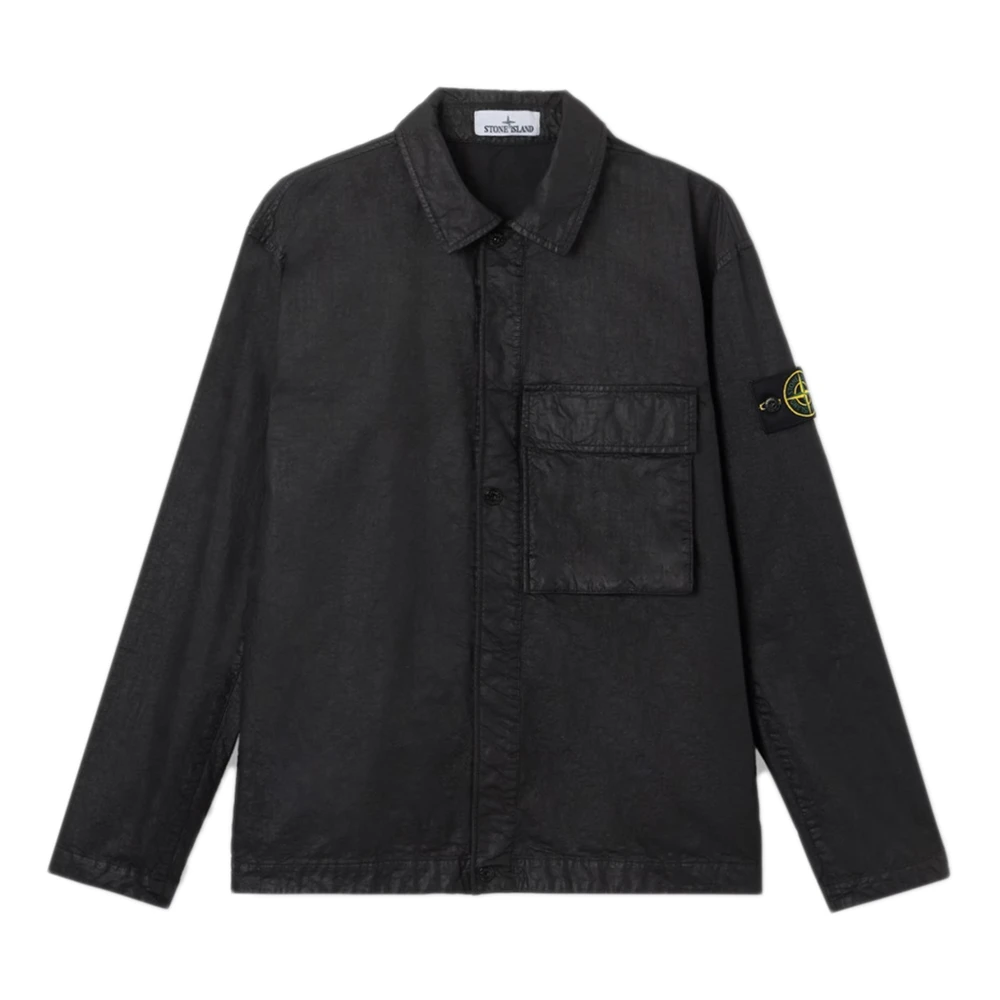 Stone Island Black Light Jackets, Male, L, Nylon Panama-Tc Overshirt