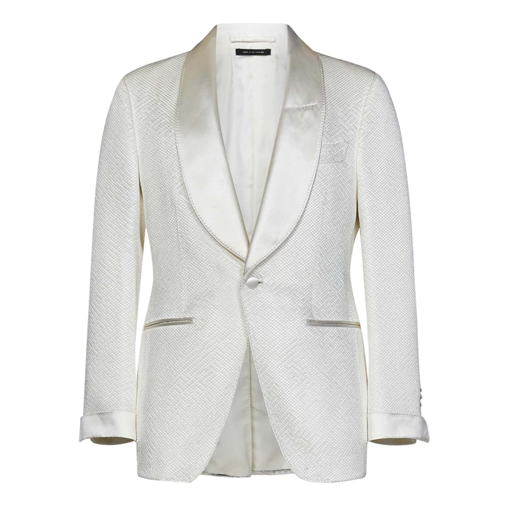 Tom Ford Ivory Honeycomb Viscose Suit White Heren