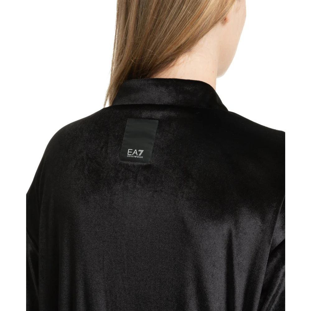 Emporio Armani EA7 Effen Sweatshirt met Rits en Logo Black Dames
