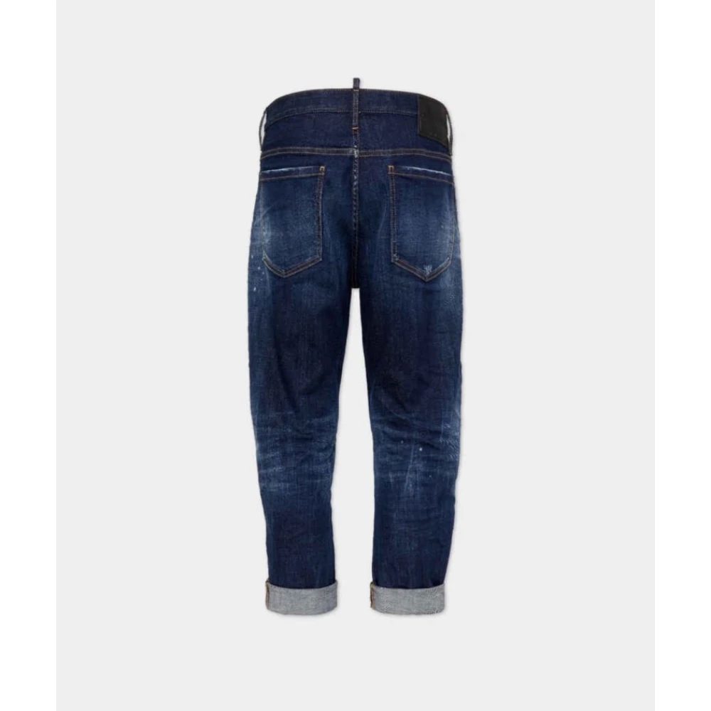 Dsquared2 Gescheurde Straight Leg Jeans Blue Heren