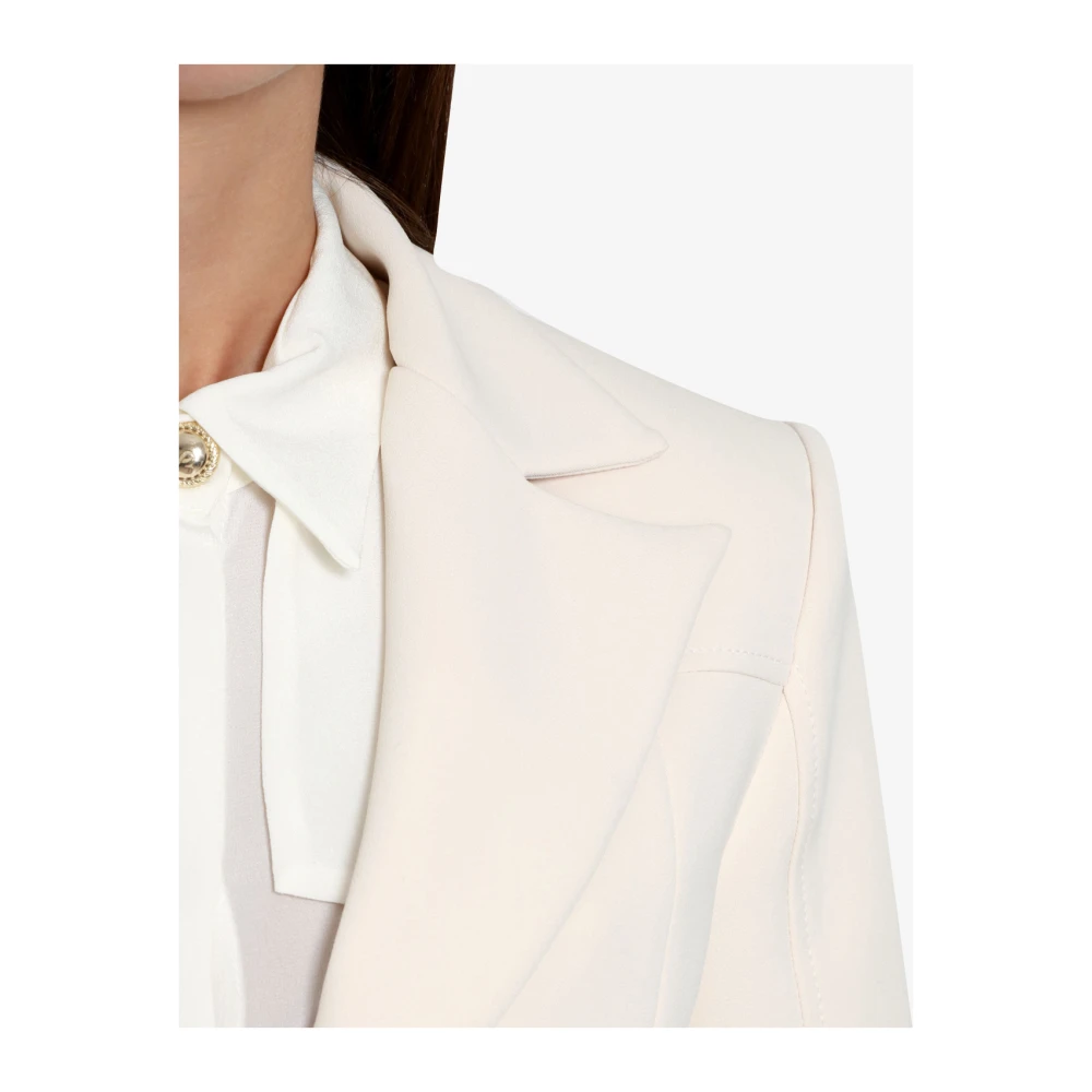 Simona Corsellini Witte Satijnen Jas met Strass Detail White Dames