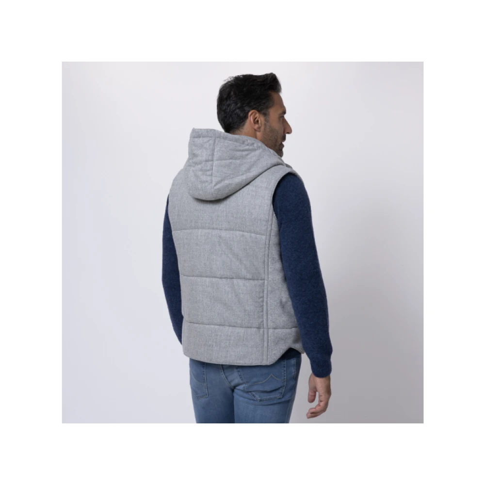 Gran Sasso Grijze Wollen Mouwloze Hoodie Jas Gray Heren