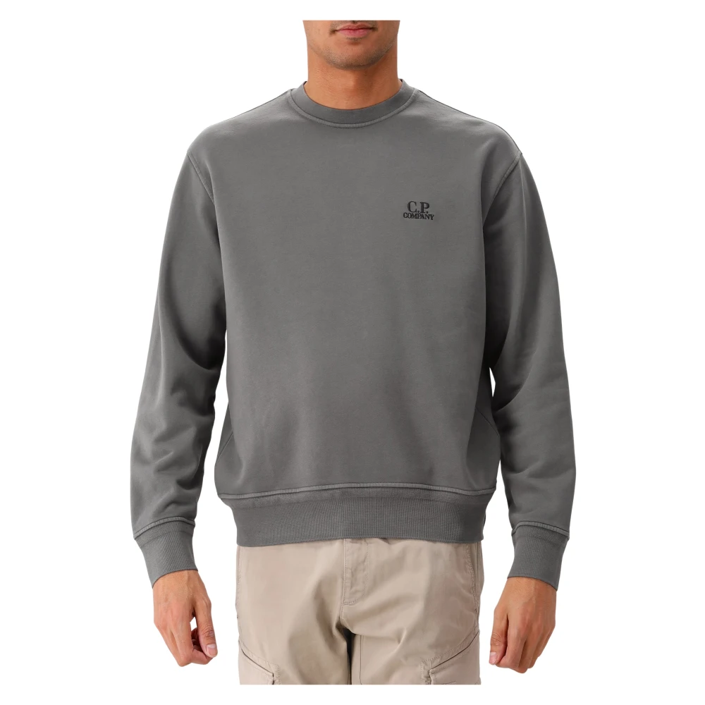 C.p. Company Sweatshirts, Male, Xl, Crew Neck Logo Jumper Gray