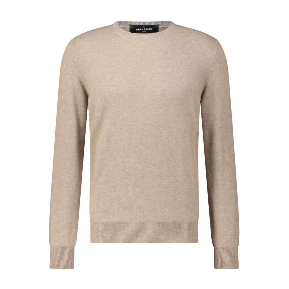 Gran Sasso Kasjmier Trui Essentieel Ronde Hals Brown Heren