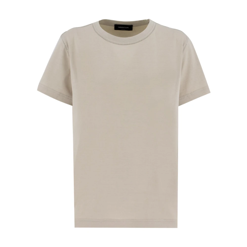 Fabiana Filippi Diamantdraad Jersey T-shirt Gray Dames