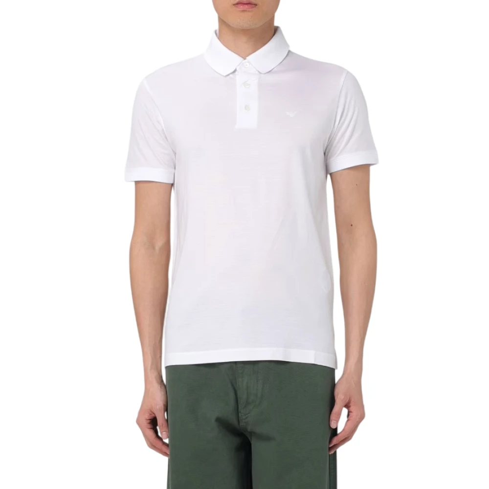 Emporio Armani Witte Polo Shirt met Adelaar Logo White Heren
