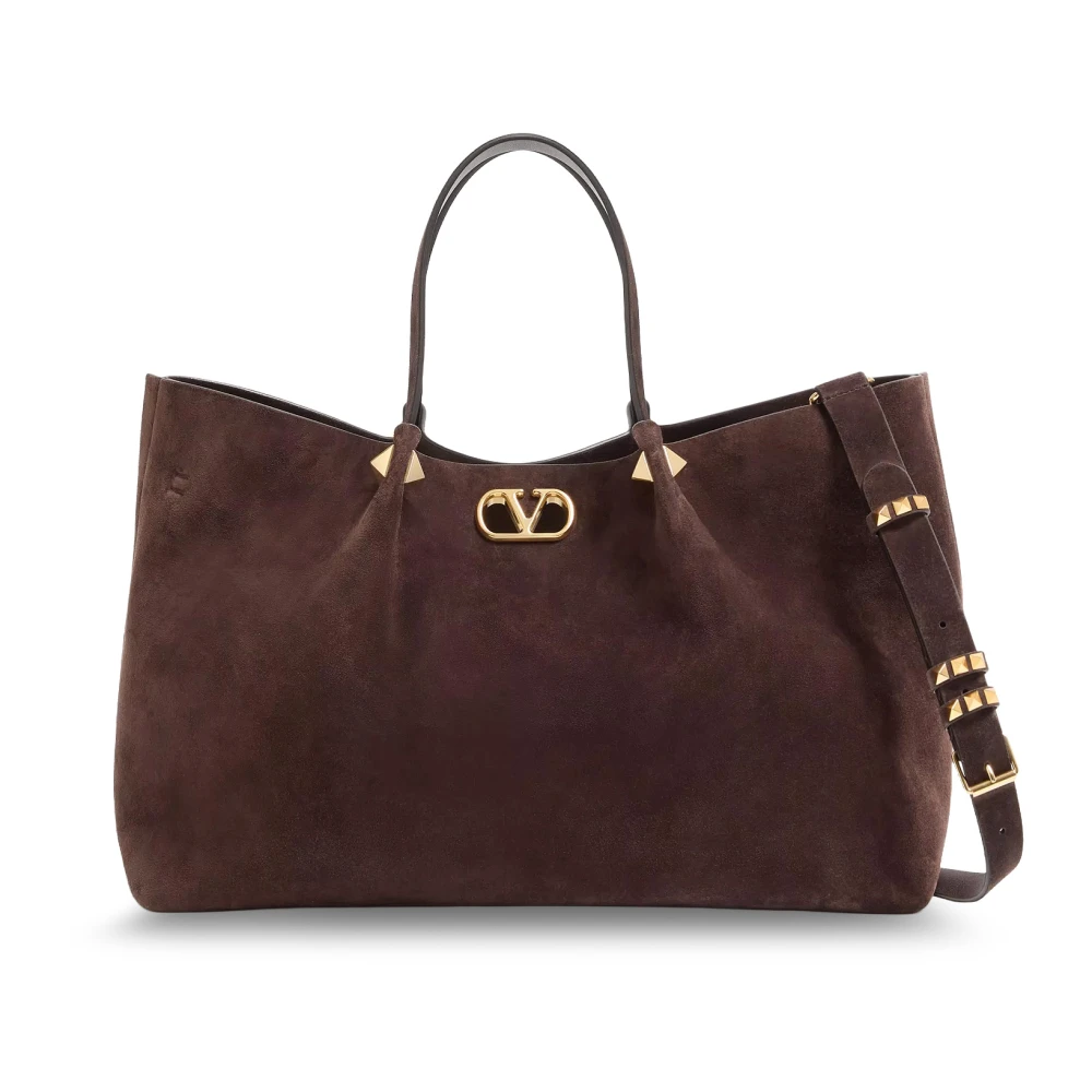 Valentino Garavani Vlogo Signature Large Suede Leather Tote - Image 3