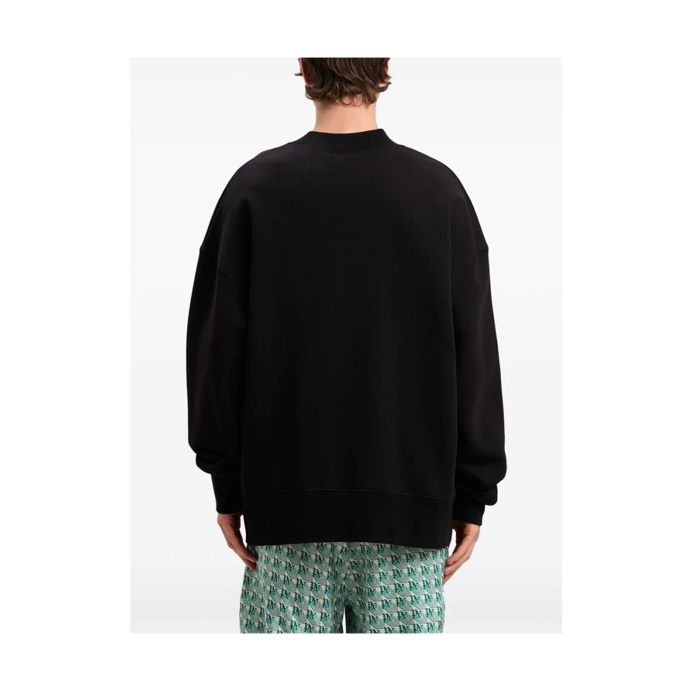 Palm Angels Zwarte Logo Print Sweater Black Heren