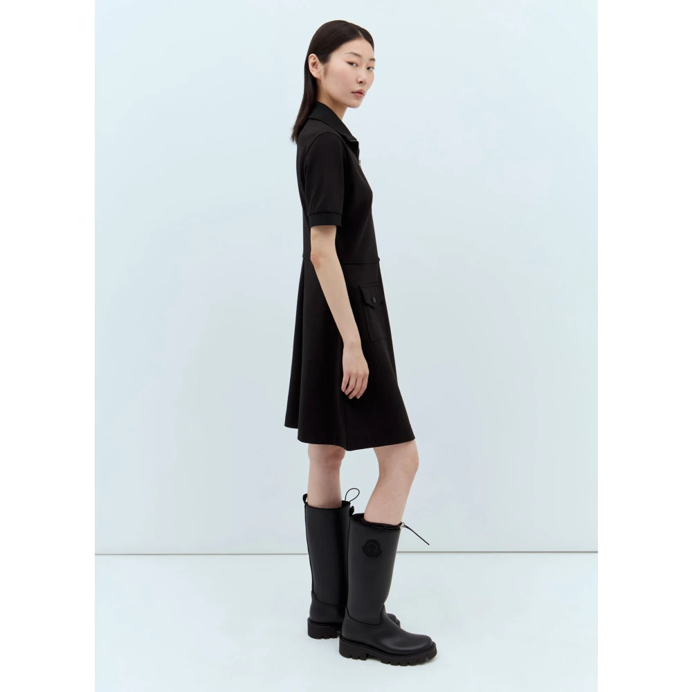 Moncler Milano Weave Polo Mini Jurk Black Dames