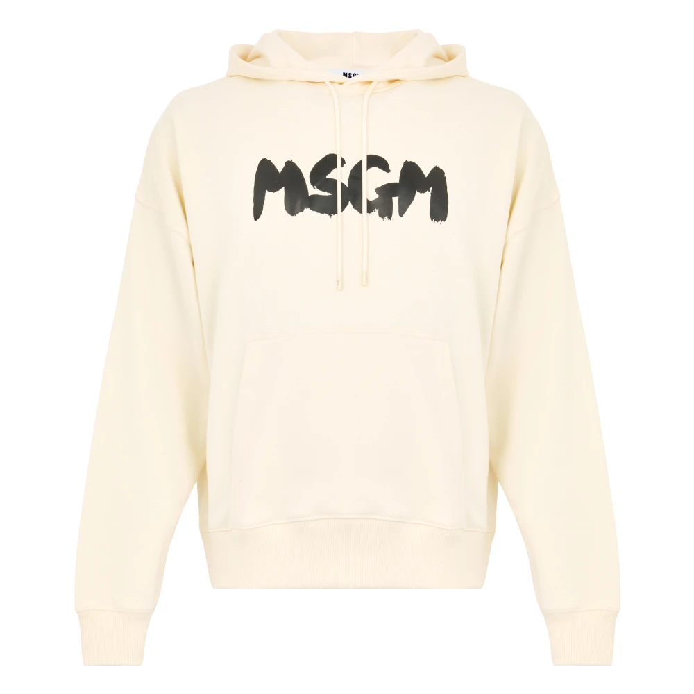 Msgm Witte Katoenen Hoodie Sweatshirt White Heren