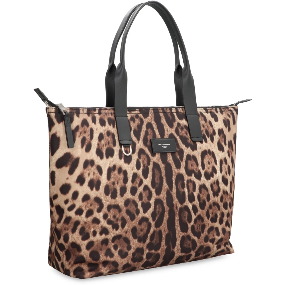 Dolce & Gabbana Nylon Shopper Tas met Leren Details Brown Heren
