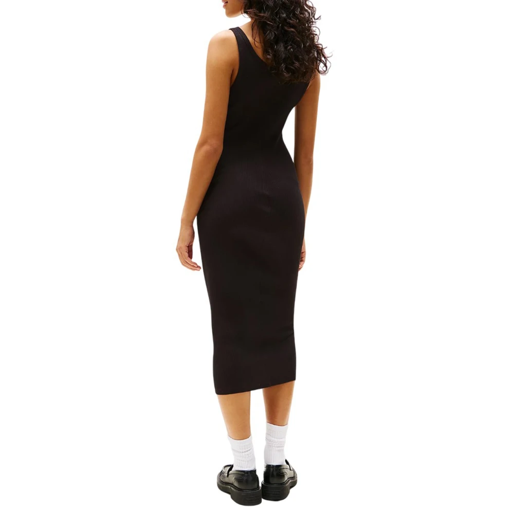 Tommy Hilfiger Chique Wikkelstijl Midi Jurk Black Dames