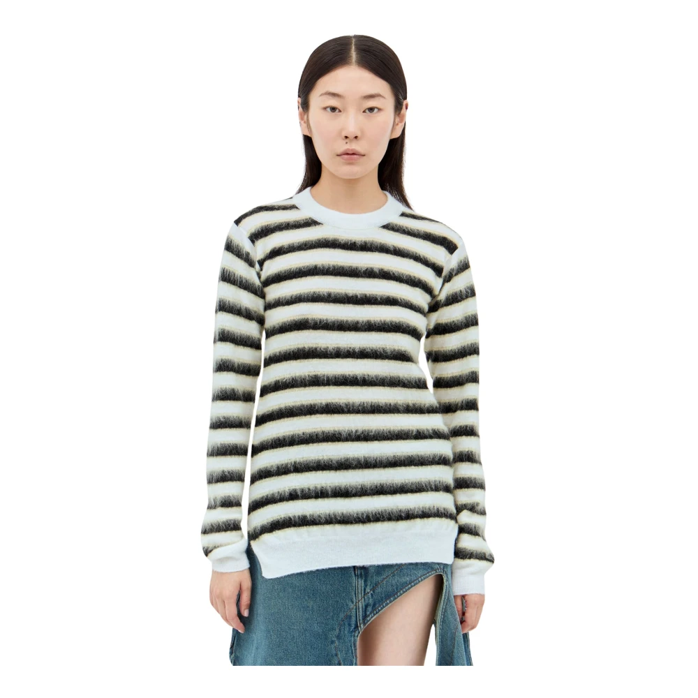 Marni Women's Multicolor Round-Neck Knitwear, Xs, Striped Wool Jumper
