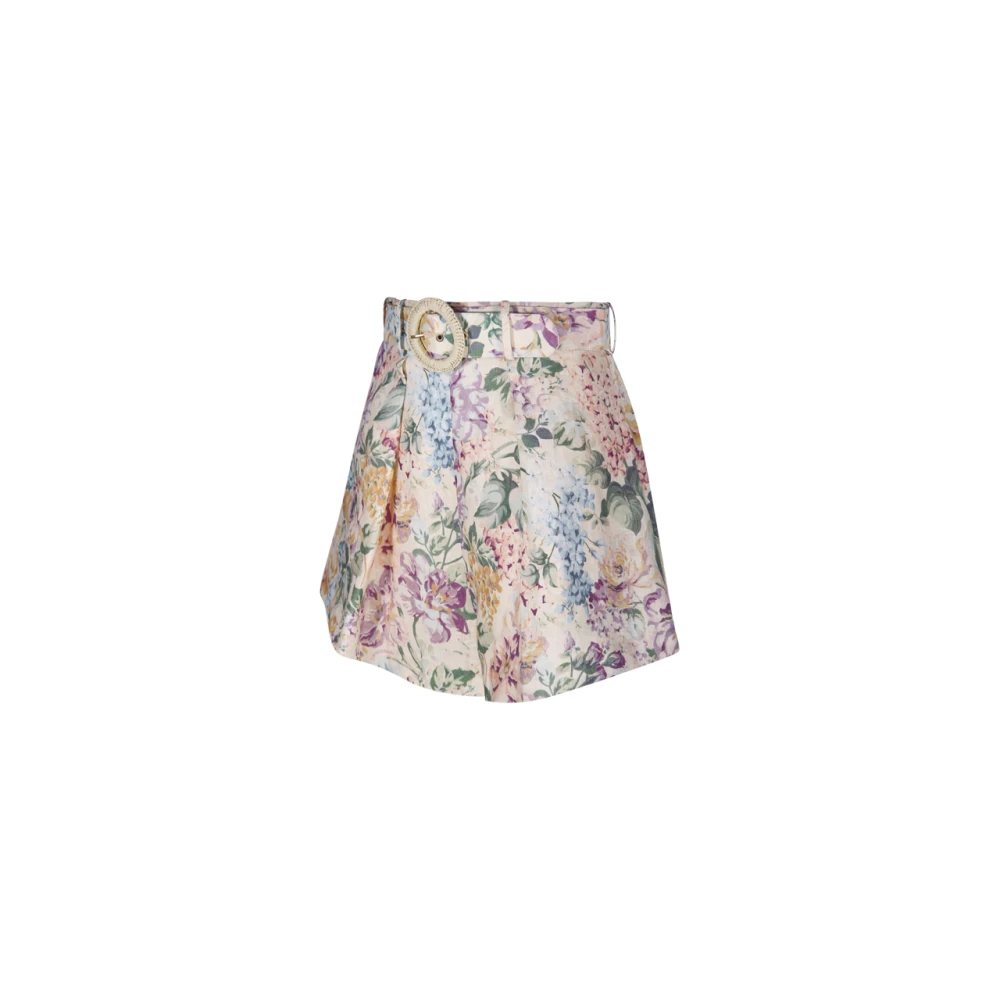 Zimmermann Bloemen Aquarel Tuck Shorts Multicolor Dames