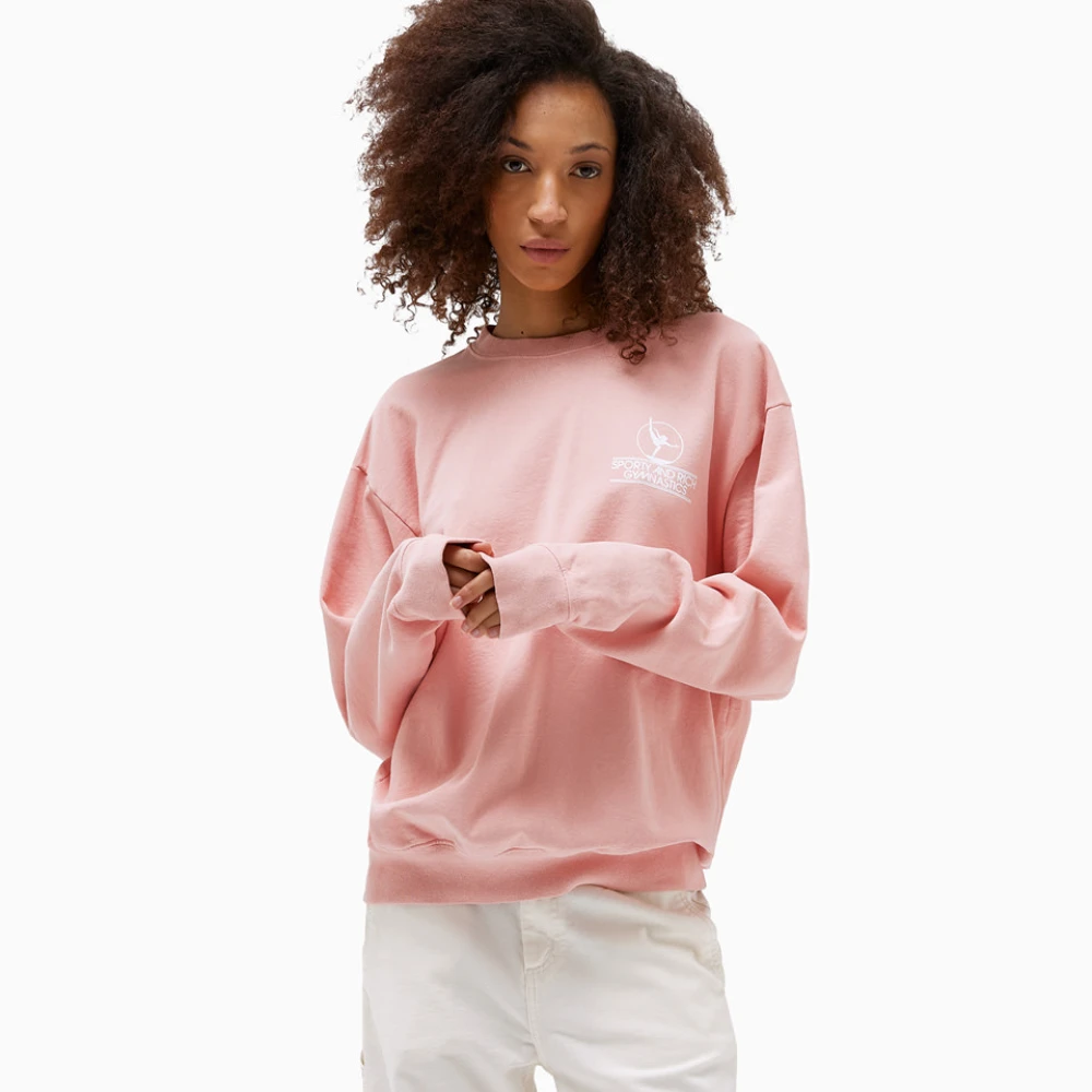 Sporty & Rich Katoenen sweatshirt met ronde hals Pink Dames