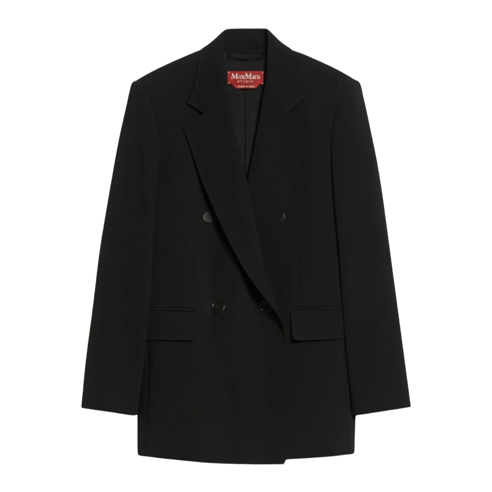 Max Mara Studio Zwarte Jassen met Triacetaat en Polyester Mix Black Dames